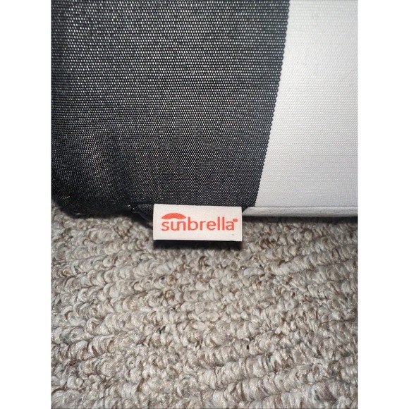 SUNBRELLA OUTDOOR BOLSTER LUMBAR 1 PILLOW Black White Stripe - Picture 2 of 3